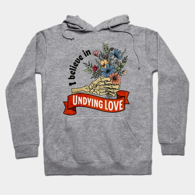 Undying Love Skeleton Hand with Flowers Hoodie by Serene Lotus